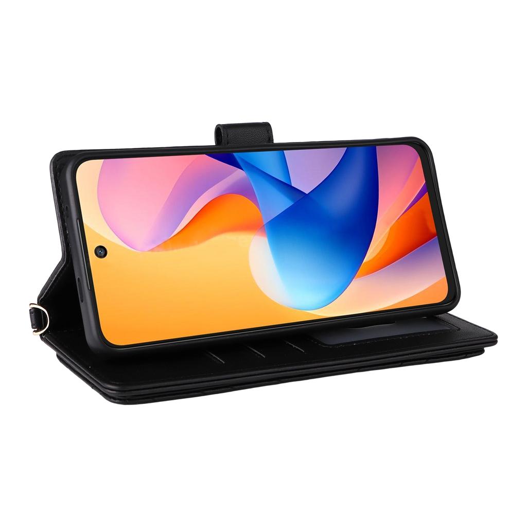 For TCL 60R 5G/60 5G Wallet Case with Shoulder/Wrist Strap Leather Phone Cover Stand