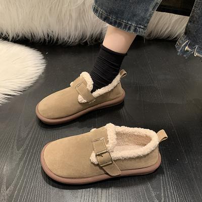 CRLAYDK 2024 Winter New In Women's Slip On Shoes Warm Plush Fur Lined Indoor & Outdoor Moccasin Flats Comfort Loafers Mules