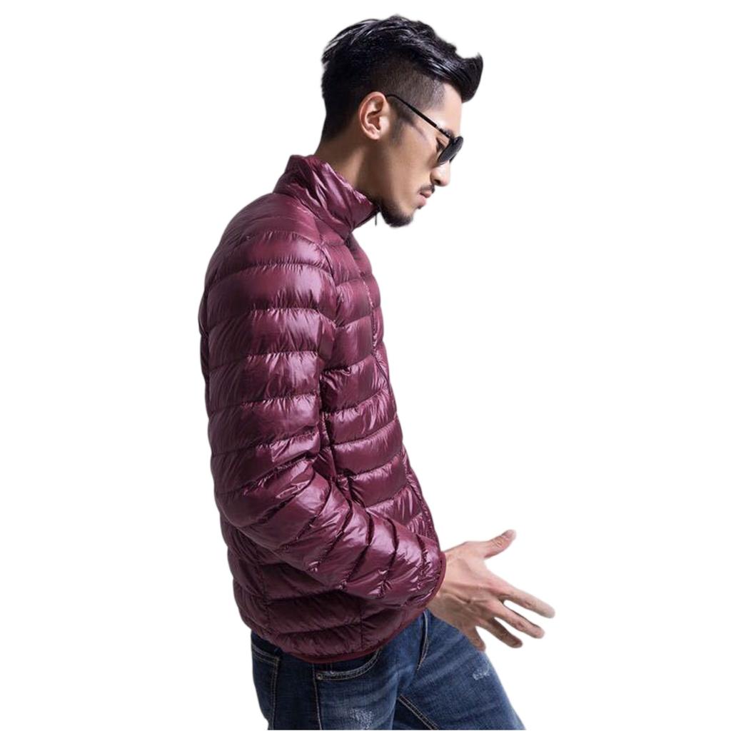 Ny Lätt Dunjacka för Herrar, Vinterrock med Ståkrage, Varm Jacka i Större Storlek för Herrar, Lätt Ytterplagg