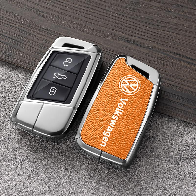 

For VOLKSWAGEN VW Alloy Leather Car Smart Remote Key Case Fob Cover Protector Shell For Volkswagen VW Magotan Passat B8 Golf Key