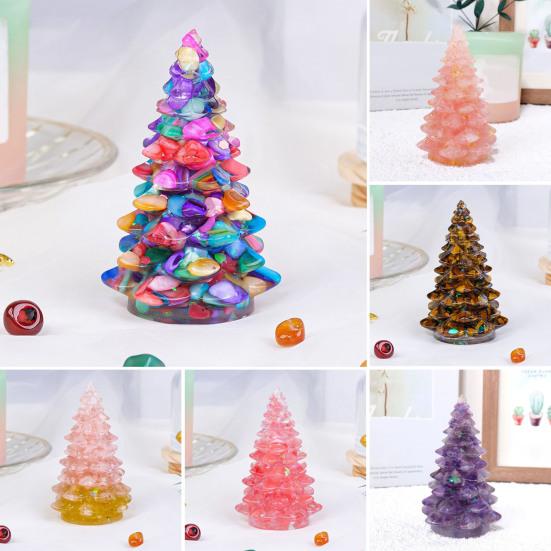 Faux Crystal Christmas Tree Figurine Mini Artificial Crystal Tree Tabletop Ornament for Winter Holiday Home Decor