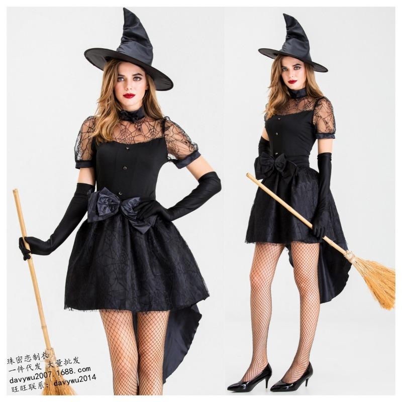 

Черный сексуальный сетчатый костюм ведьмы с ласточкиным хвостом, костюм ведьмы для вечеринки на Хэллоуин XL