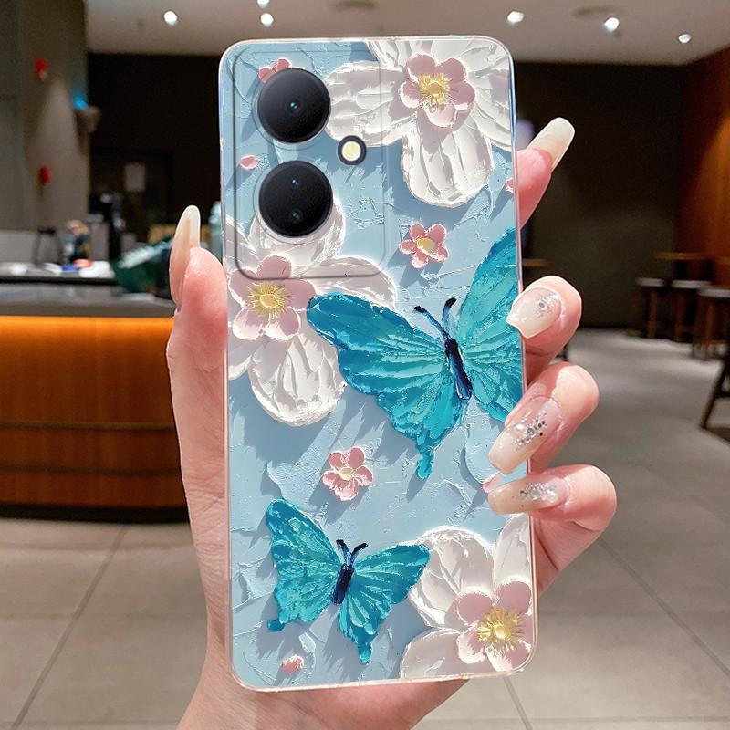 Phone Case For Vivo Y78 5G Shell For VIVO V29 Lite 5G Funda Butterfly Bow Protective Casing Transparent Soft Silicone TPU Cover