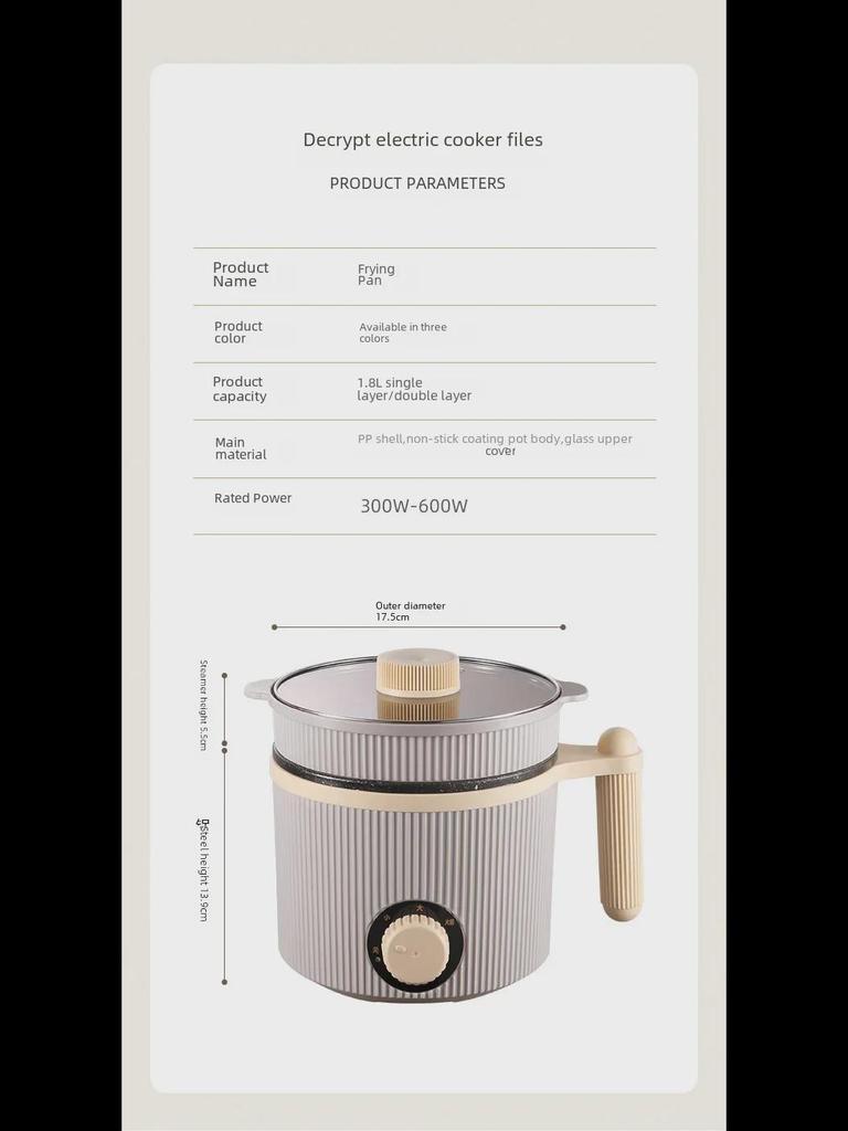 Kompakter multifunktionaler elektrischer Nudelkocher für Wohnheime und Privathaushalte