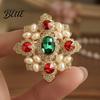 Coat Brooch Accessory Dazzling High-Saturation Imitation Gemstones Faux Pearls Inlaid