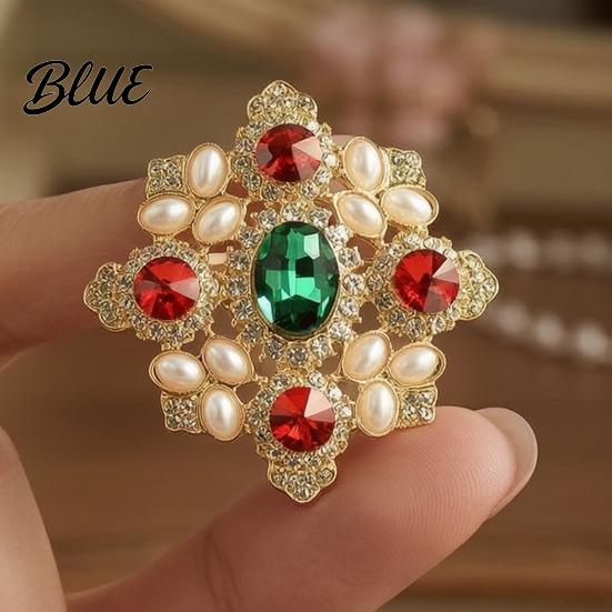 Coat Brooch Accessory Dazzling High-Saturation Imitation Gemstones Faux Pearls Inlaid