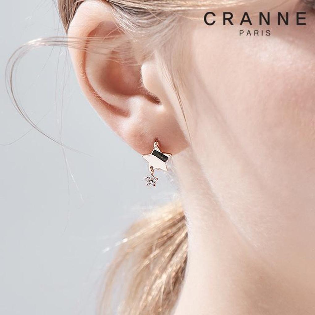 [CRANNE] 14K GF Simple Star Motif One-Touch Earrings C24EGF192