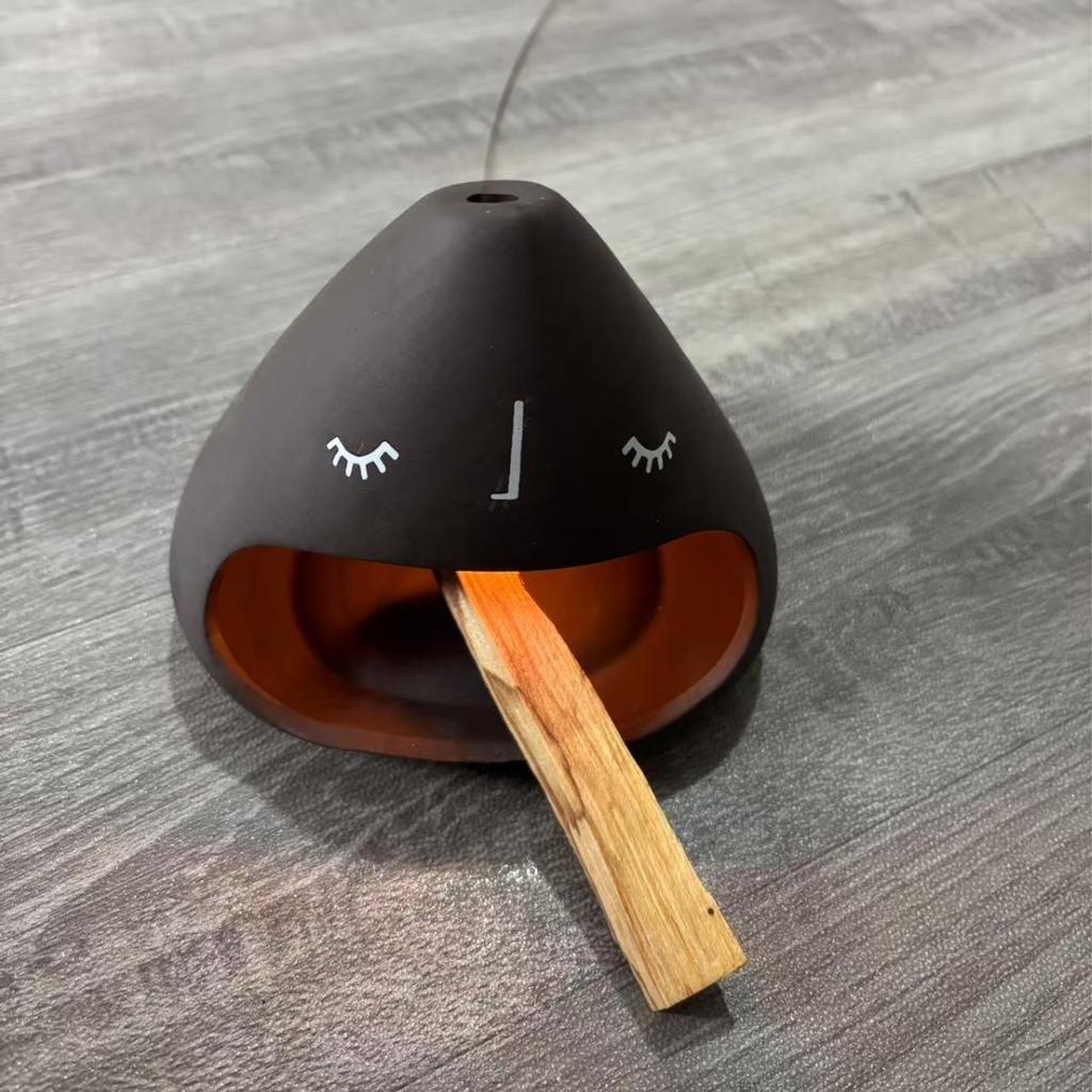 Palo Santo Holder & Incense Burner Handmade Ceramic Cone Burner Modern Minimalist Decor Meditation Aromatherapy Chimney