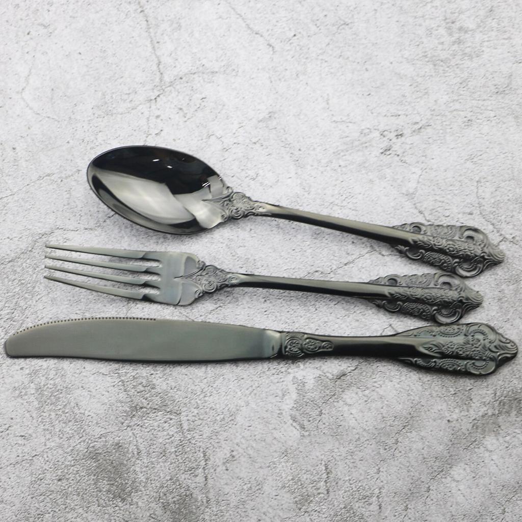 8 stk Fargerikt bestikksett 304 rustfritt stål servisesett kniver gaffel skjeer middagsbestikksett vestlig kjøkken servisesett