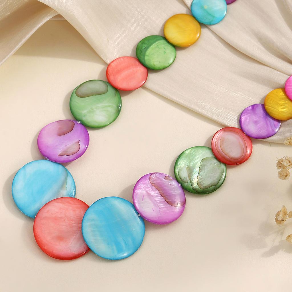 Natural Round Shell Necklace Handmade Simple Personality Versatile Beach Jewelry