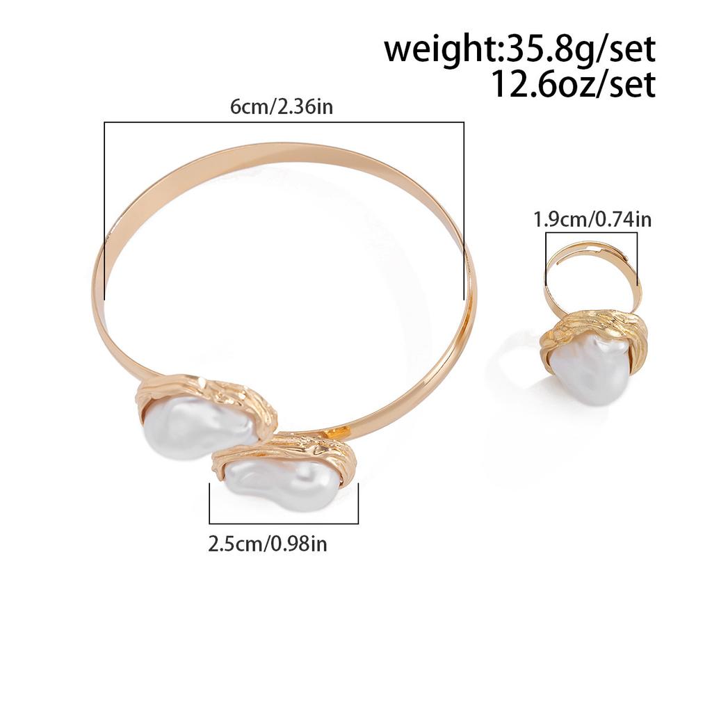 Ins Style Baroque Pearl Collar Choker Commuting Style Minimalist Metal Opening Ornament