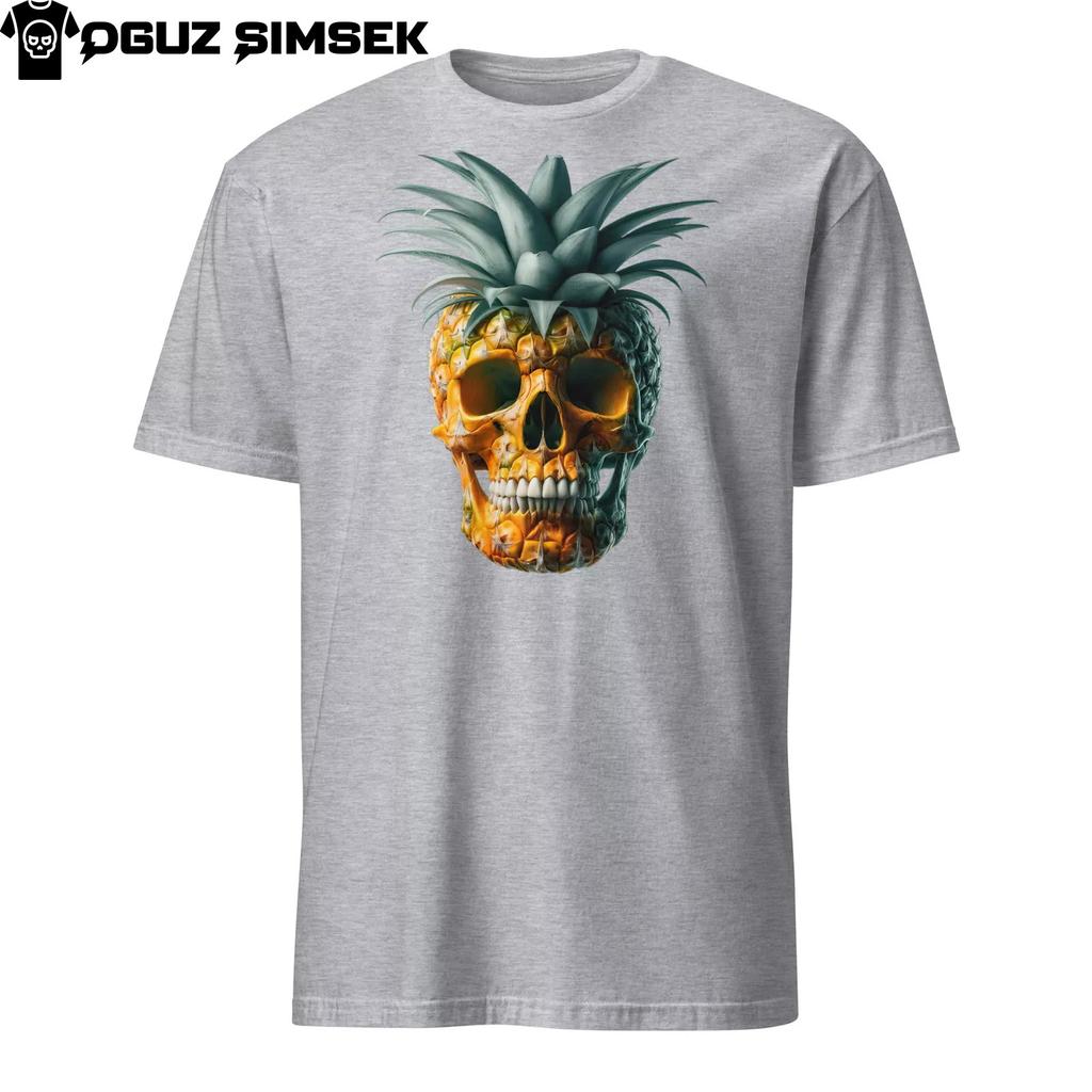 Skull-Pineapple Fusion Shirt - Trendy Graphic Tee - Short Sleeve Unisex T-Shirt Mens Womens Tees Top