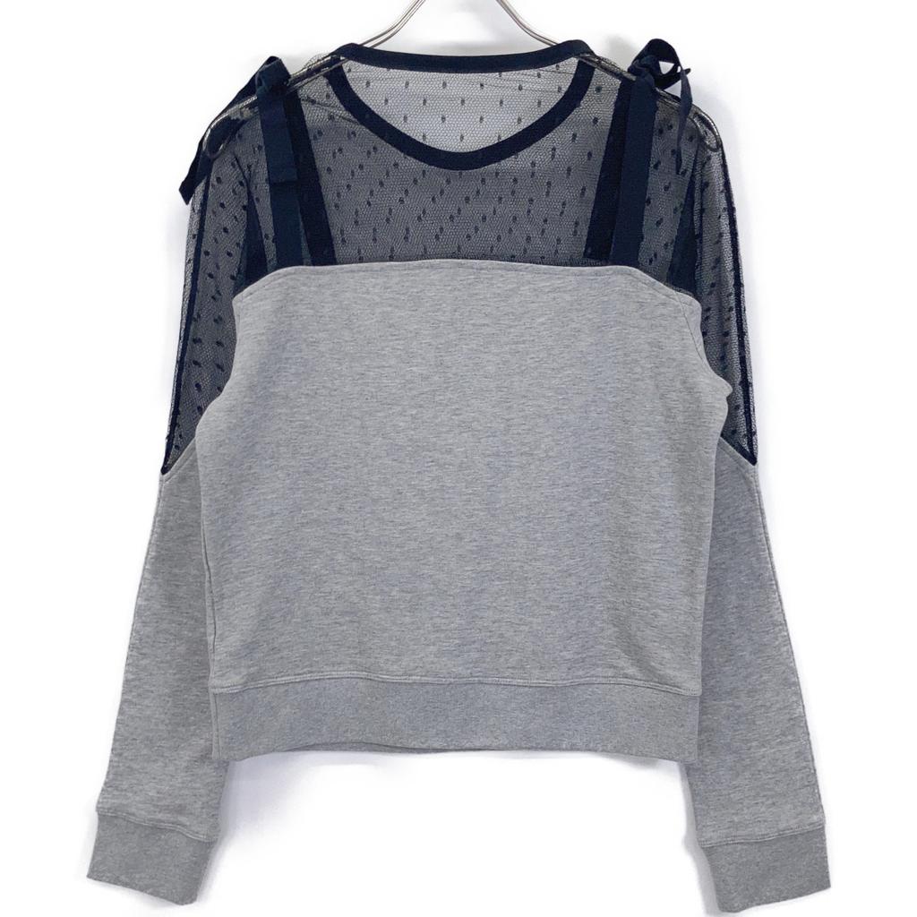 Valentino [Spa] PR3MF04X3JC Gray X Black Lace Sweatshirt Top Tops S Gray blackUsed
