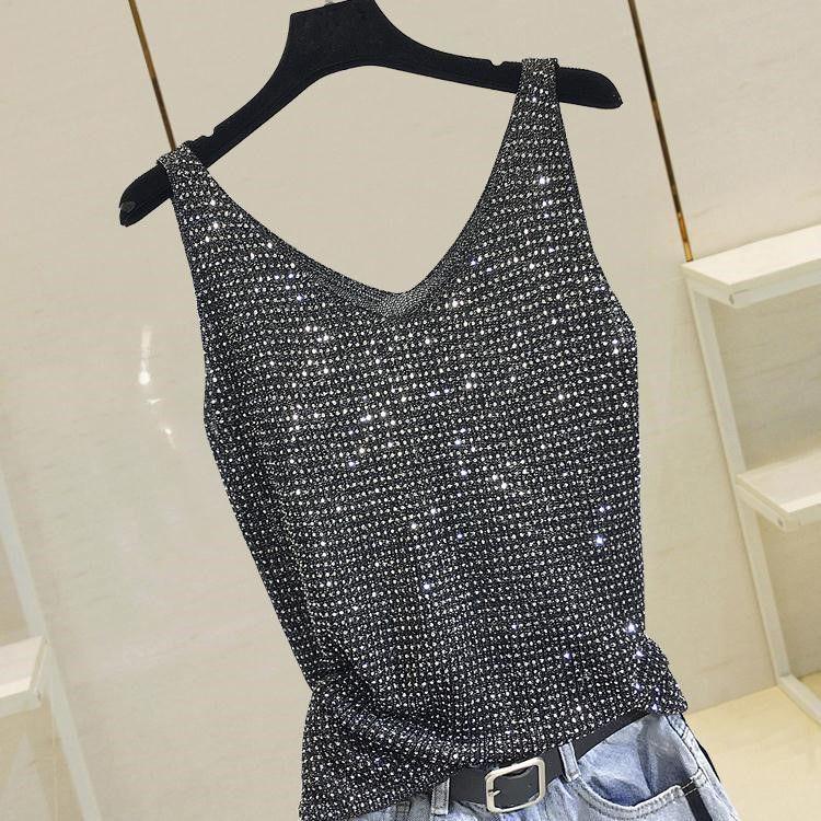 Korean Style Ice Silk Knit Sleeveless Loose Vest Top