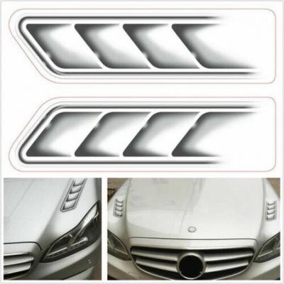 2 Pièces Style Voiture 3D Faux Évents Sortie Décorative Autocollants d'Aérateurs Latéraux Imperméable
