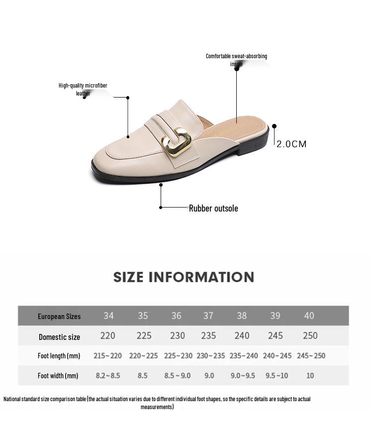 Weiwei Women's French-Style Closed-Toe Flat Mules - Retro Slip-On Slippers