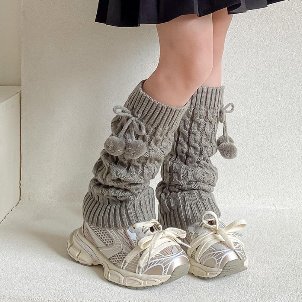 Korean Style Children's Sock Cover Plush Leg Cover Hairball Long Stacked Socks  Autumn and Winter