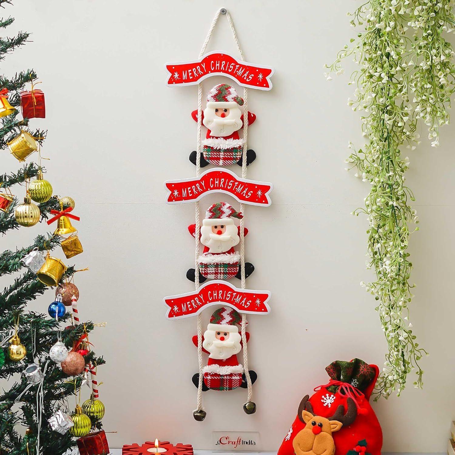 

Merry Christmas Decor Santa Claus Climbing on Rope Wall Hanging Ornament Props Christmas Tree Decoration Items