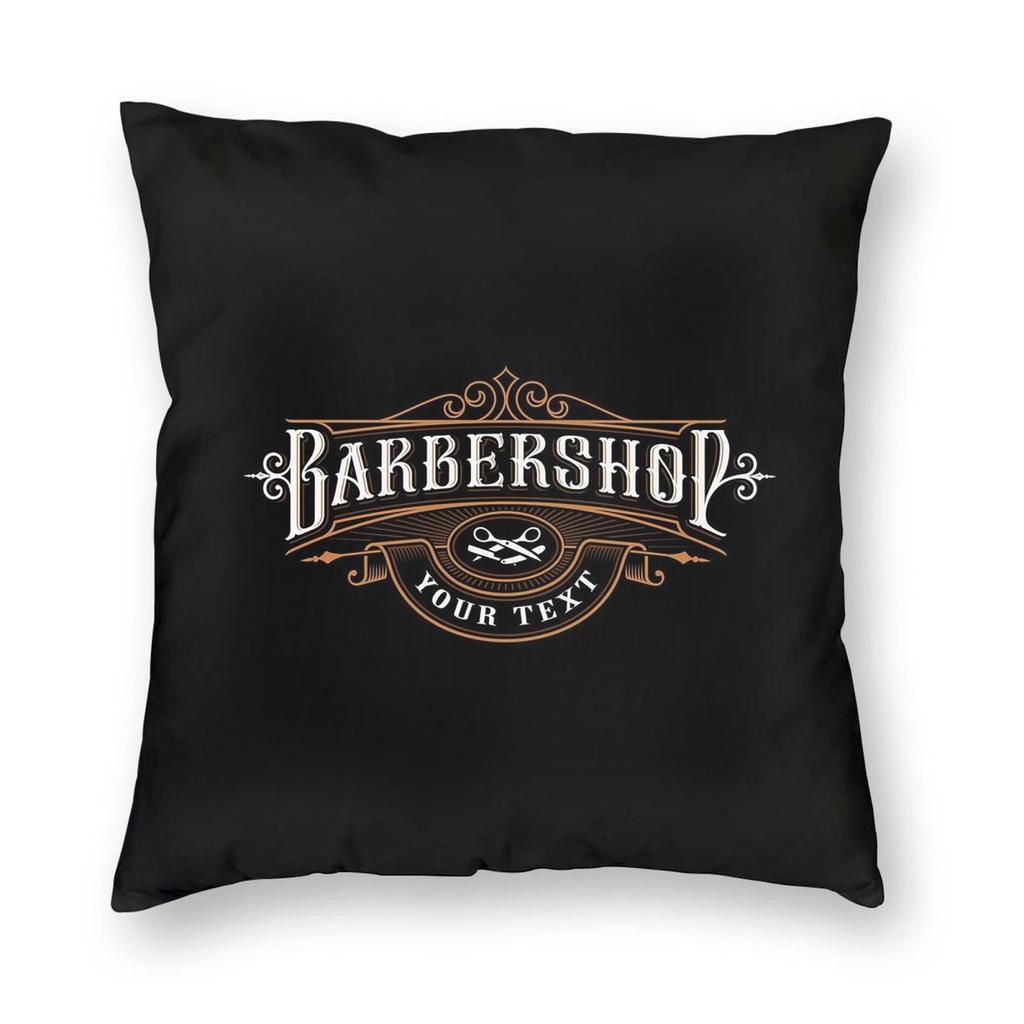 Barber Shop Sign Entrance Square Pillowcase Pillow Cover Cushion Throw Pillow for Home Sofa Living Room