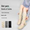 Women's Spring/Summer Dot Mesh Ruffle Ankle Socks - Japanese Style, Breathable Pure Cotton, Knee-High, Slim Pleated Design.