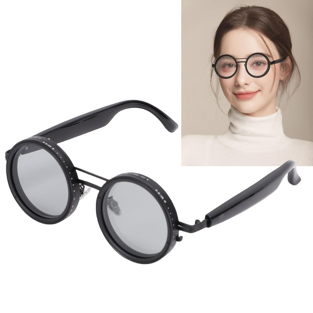 KI Intelligente Übersetzungsbrille Grau Rund Verstellbares Glas Kabellos 114 Sprachen Übersetzer Sonnenbrille