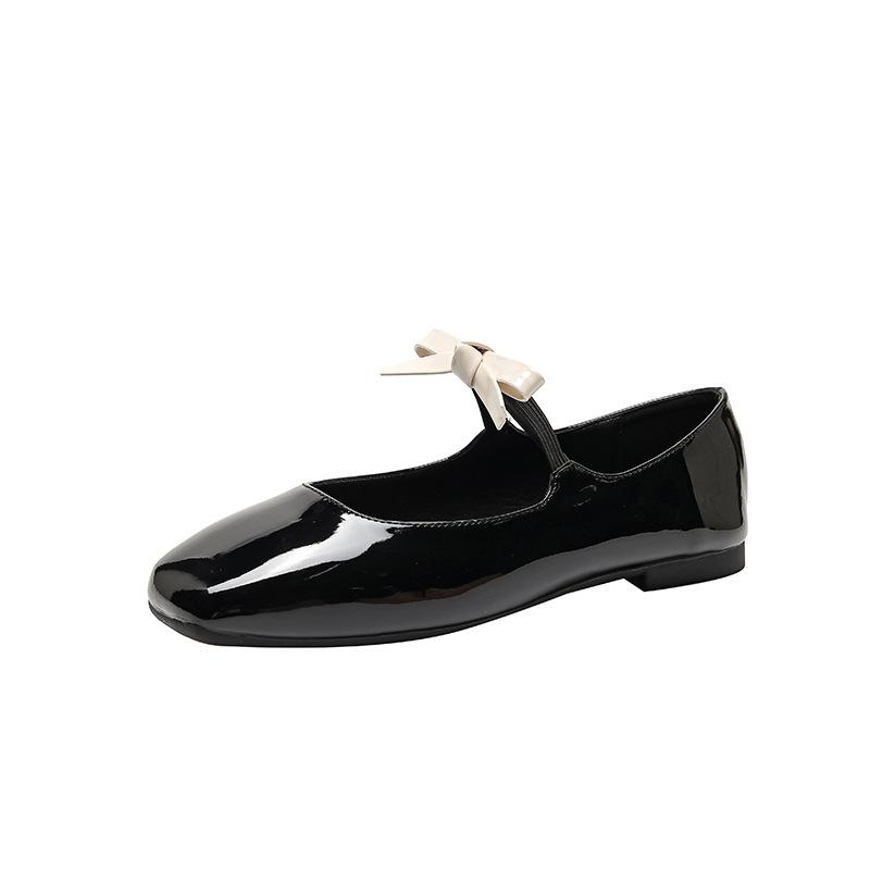 Fashion Flat Shoes for Women 2025 New Spring and Autumn Bow Shallow Mouth French Retro Ballet Red Mary Jane Shoes Large Size 44 43