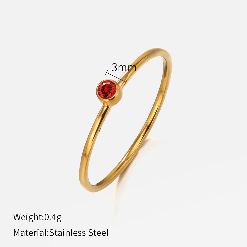 European and American fashion single colored diamond titanium steel ring female simple popular niche design plain ring stainless steel ring