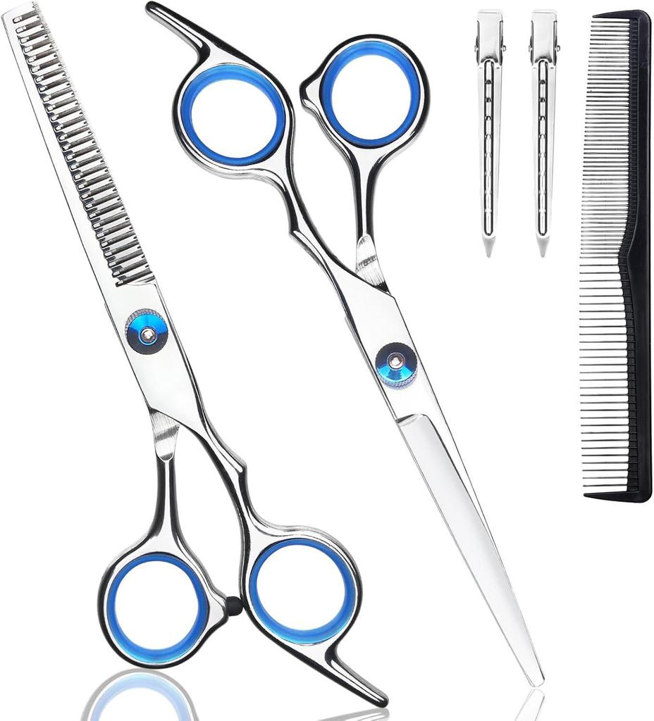 Stainless Steel Barber & Hairdressing Scissors Set: Flat Tooth & Thinning Options