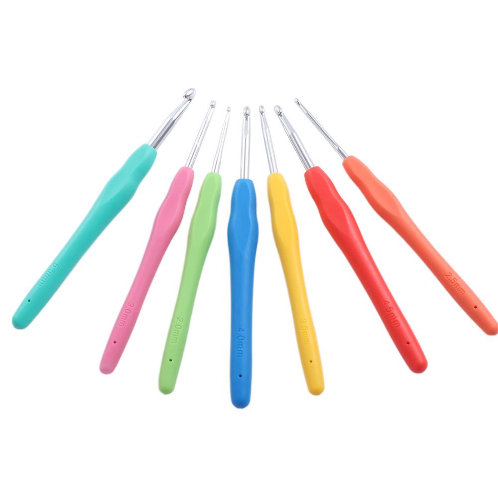 2.0-10.0mm Colorful Soft Rubber Grip Aluminum Crochet Needles Knitting Needles  Mom's Gift
