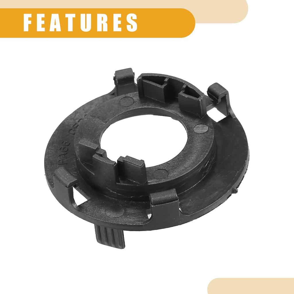 Automotive LED Headlight Bulb Retainer Adapter Holder Socket - Car Headlight Socket - for Hyundai Plastic Black - 1 Pair