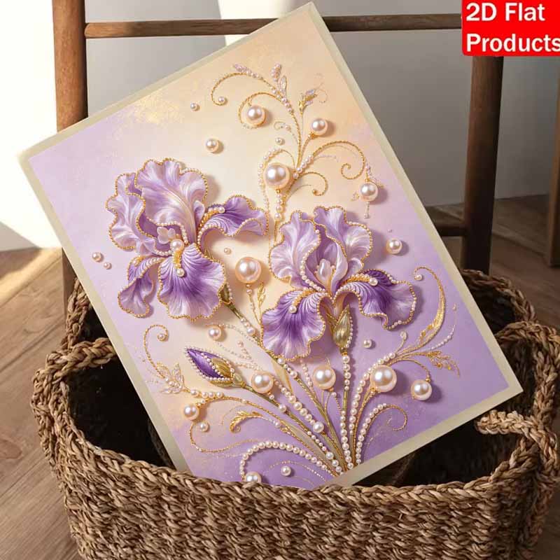 Pearl Painting Iris Flower Painting Handmade Creative Projects. Home Wall Decoration.