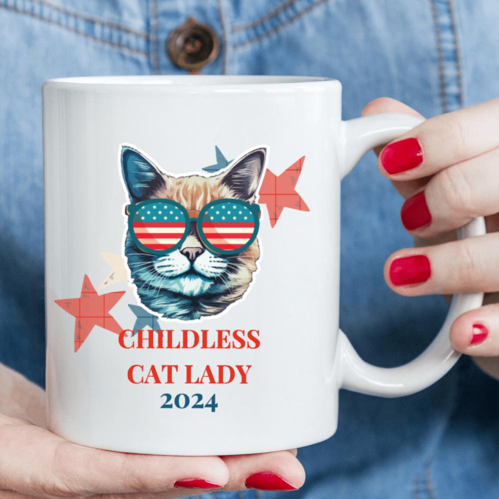 2 pcs, 3A grade, 11 oz, 330 ml Coffee cup, Childless Cat Lady mug Ceramic, Decoration Birthday Halloween Christmas and New Year