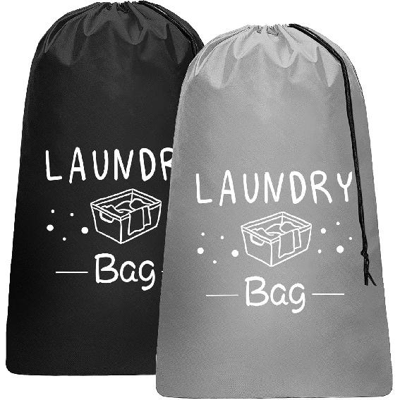 Sylfairy 2 Pack Extra Large Travel Laundry Bag, Dirty Clothes Organizer with Drawstring,Heavy Duty Travel Laundry Bags,Easy Fit a Laundry Hamper