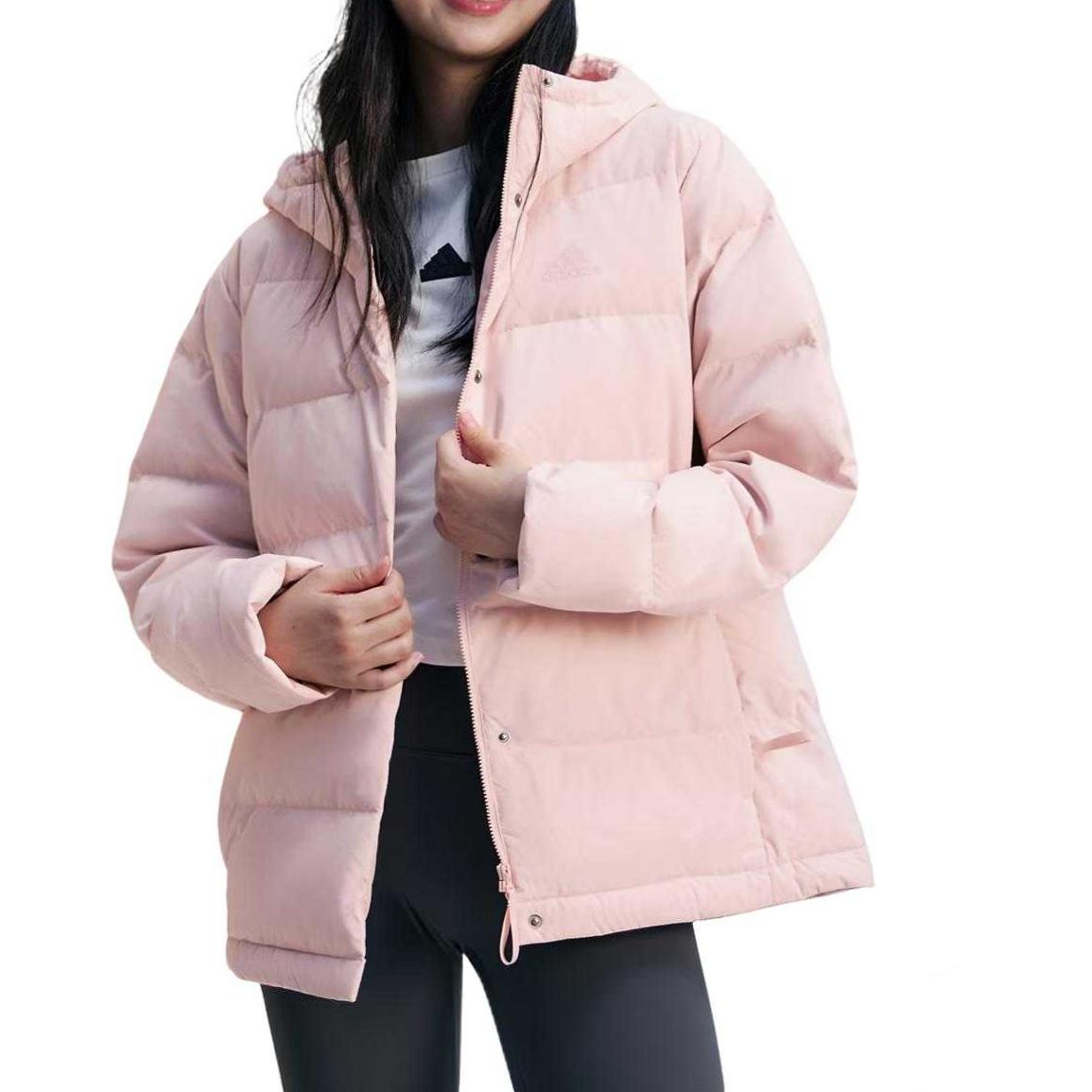 

Adidas Helionic Пуховик с капюшоном, однотонный, теплый, женский, куртка KG3148 L