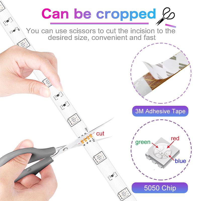 Bluetooth USB LED Strip Light RGB SMD 5V LED Lights Flexibel 1-30M Lamp Tejp Ribbon RGB TV Desktop Screen Bakgrundsljus Diod Tejp