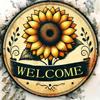 Metal Wall Art Sunflower Welcome Sign Rustic Aluminum Plaque Home Outdoor Decor