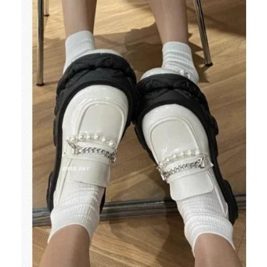 Fashion Women's Shoes Solid Color Beaded Versatile Square Heel Temperament Spring and Autumn Women's Shoes Zapatos Mujer