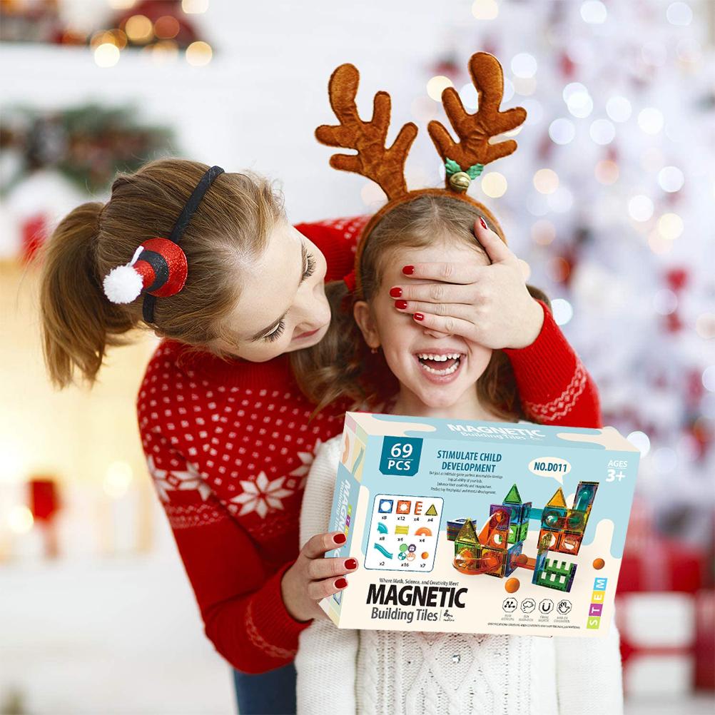 69Pcs Magnetic Tiles Building Blocks Toy Colorful Magnet Building Blocks Educational Toys for Kids