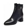 Soft Leather Thick Heel New Autumn and Winter Temperament Pointed Mother Boots Low Heel Women's Martin Boots Women's Shoes