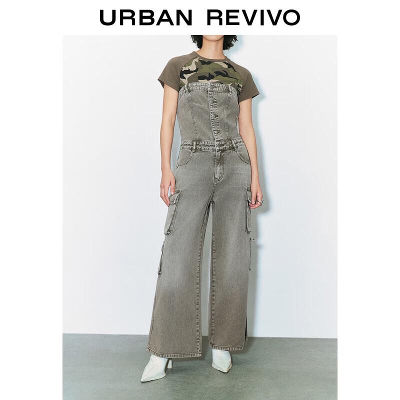 

Женский джинсовый комбинезон-бандо с эффектом потертости и варки XL