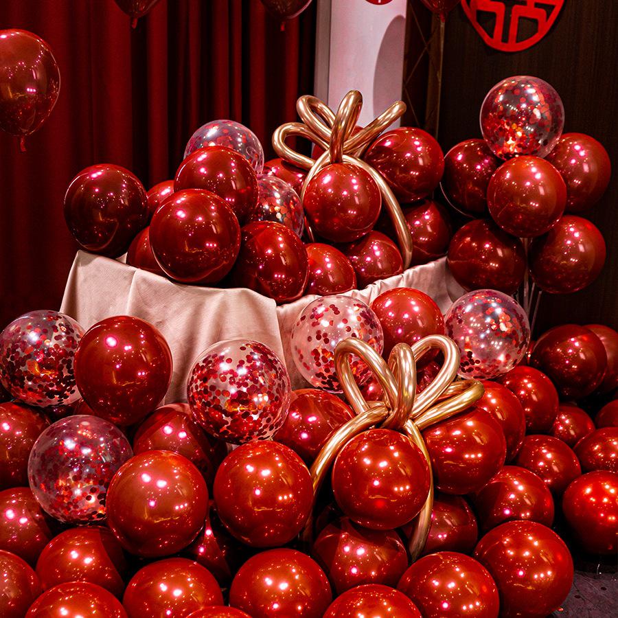 Double Layer Red Latex Balloons Set for Wedding & Engagement Room Decorations