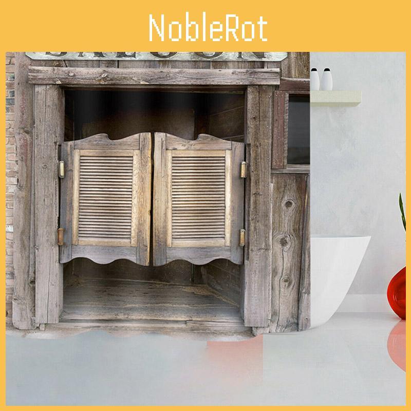 3d Print Fabric Rustic Wood Shower Curtain Set Waterproof Mildewproof Bathroom