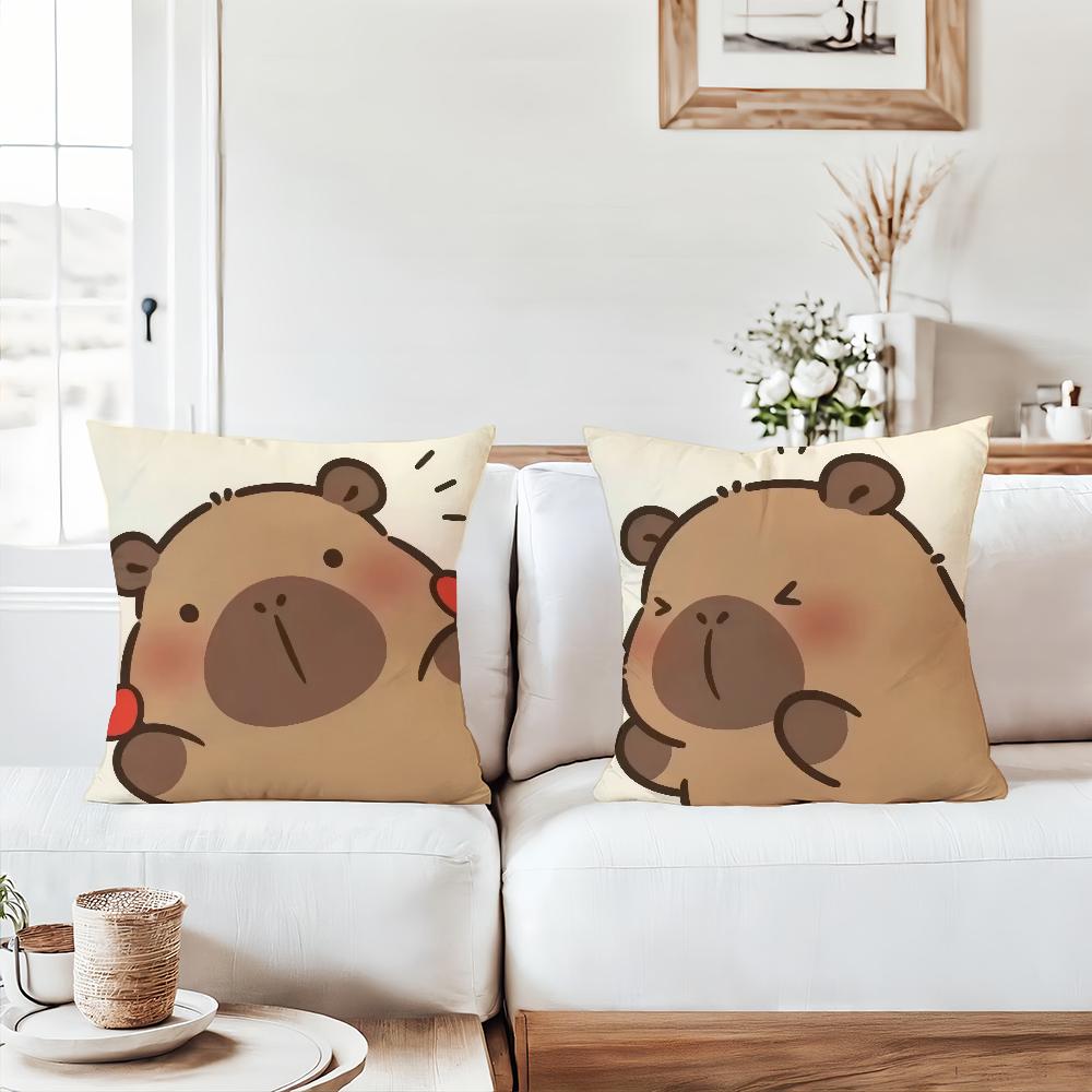 Cartoon Cute Capybara Pillow Case Suitable For Bedrooms Living Rooms Cars Home Decoration