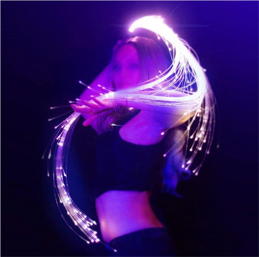 Led Fiber Optic Dance Whip 360° Rotation Light Up Waving Holiday 0.75Mm 25-150Cm