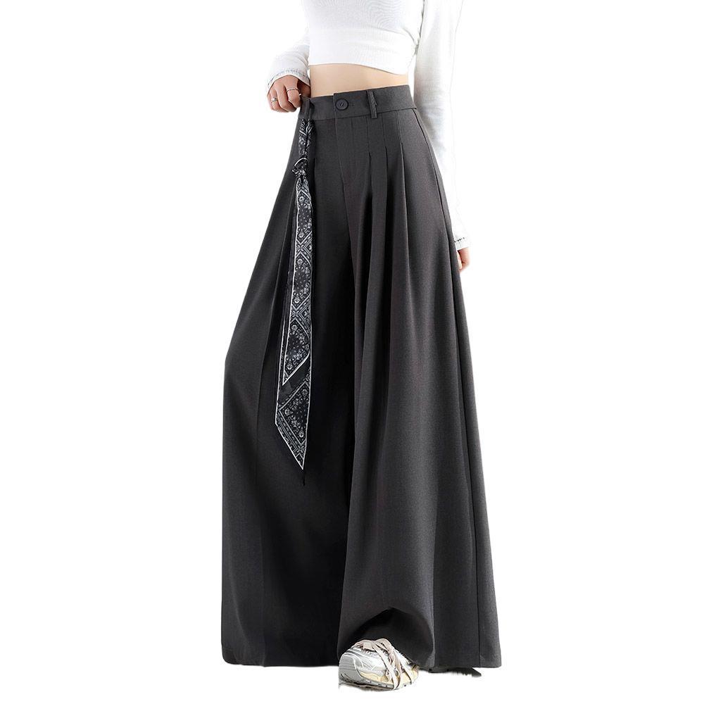 Women's Drapey Wide-Leg High-Waisted Slimming Floor-Length Pants - 2026 Spring/Summer Collection