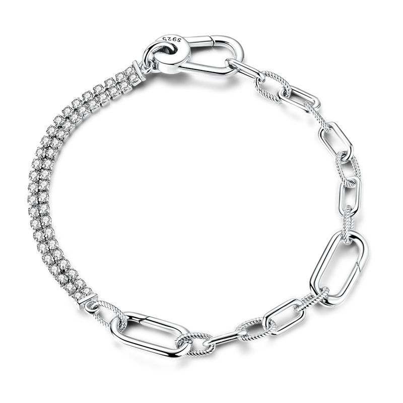 925 Silver Sparkling Fashion Zircon Spherical Heart-Shaped Snake Bone Bracelet For Women Fashion Birthday Jewelry Gifts