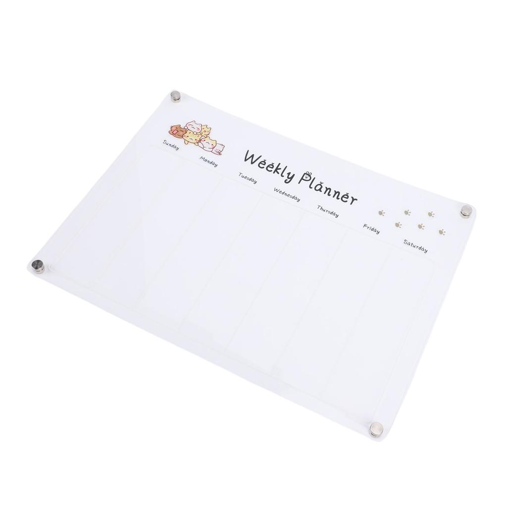 Acryl Wochenplaner Magnetisch Beschreibbar Transparent Wochenplanungsboard für Kühlschrank