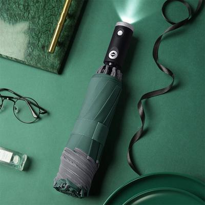 Automatic Umbrella With Reflective  Stripe Reverse Led Light Umbrella Three Folding  Inverted 10 Ribs Without Battery