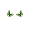 111 silver needle green crystal butterfly stud earrings, small fragrant wind sweet temperament earrings niche high-end earrings