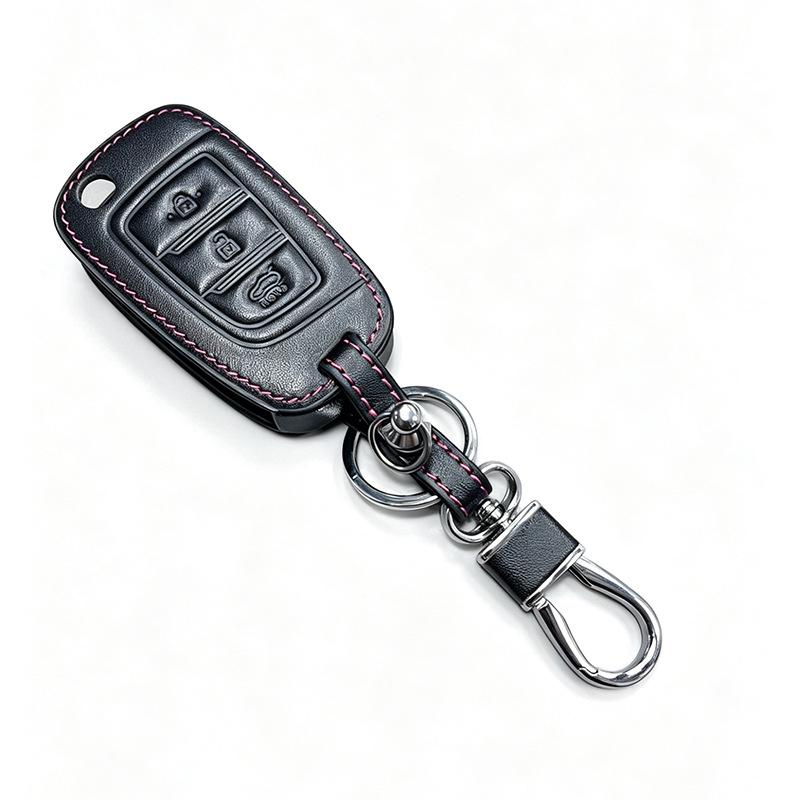 Hyundai Elantra 17/21 Folding Key Cover, Genuine Leather, 3/4 Button
